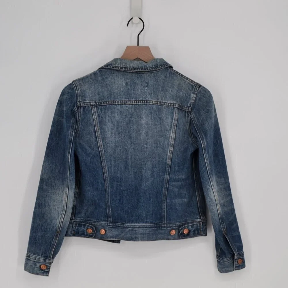 J. Crew Indigo Classic Denim Trucker Jacket Dark Wash Jean Blue Women's XS